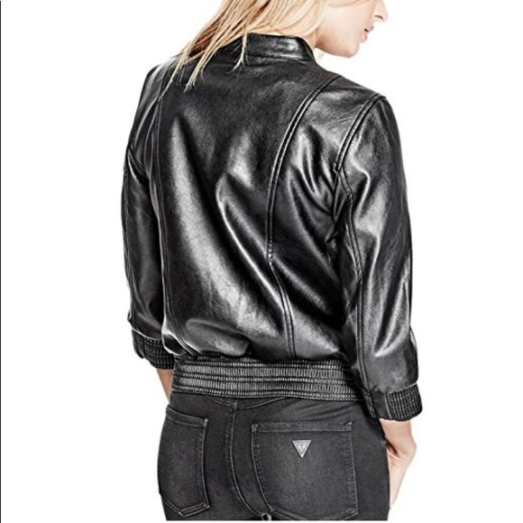 Guess Gabe Faux Leather Bomber Jacket - Picture 3 of 8